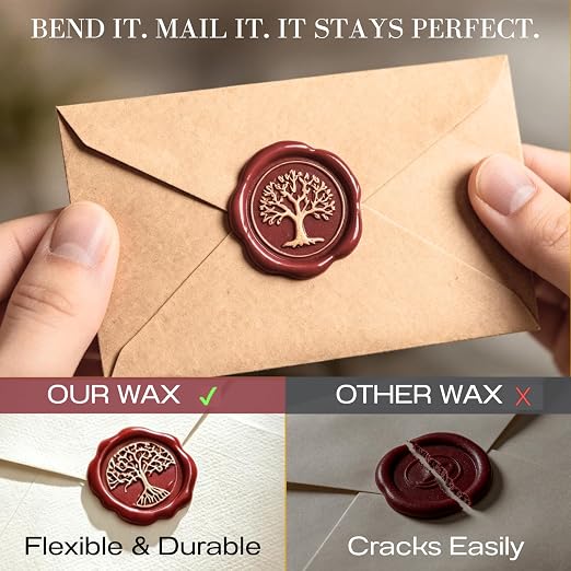 xxxHOLIC 400 Sealing Beads with Spoon & Tea Lights, Flexible Crack-Resistant Formula for Stamp Crafts, Smokeless Melting Set for Invitations, Envelopes, Cards & Gift Wrapping