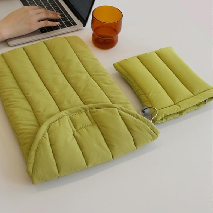 Puffy Laptop Sleeve Set 15-16 Inch Green, Protective Carrying Case for Men and Women, Cute Case Bag Compatible with 15 and 16 Inch Laptops, for MacBook Air M2, Asus/Dell Xps in Cover