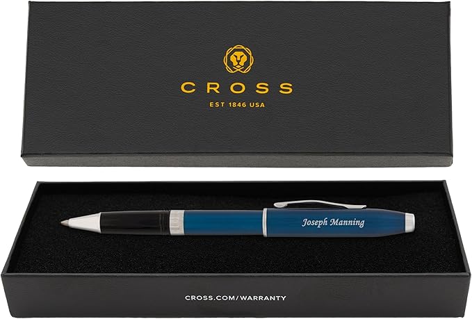 Cross Foundry Rollerball Pen, Translucent Blue, Custom Engraved — Graduation, Promotion, Onboarding, or Corporate Team Gift