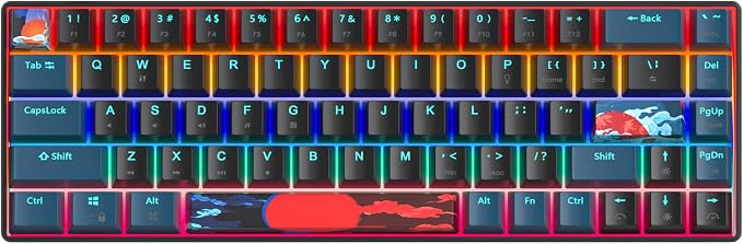 60 Percent Gaming Keyboard Mechanical with Linear Red Switch, 65% Wired Ultra-Compact Mini Keyboard Rainbow with PBT Keycaps for Ps4/Ps5/Xbox(68 MonsterB)
