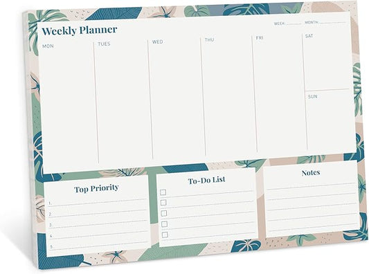 Riley's Weekly Planner Pad, Calendar Tear Off, Desk Organizer, To Do List Notepad, Undated Daily Planner 11" x 8.5"