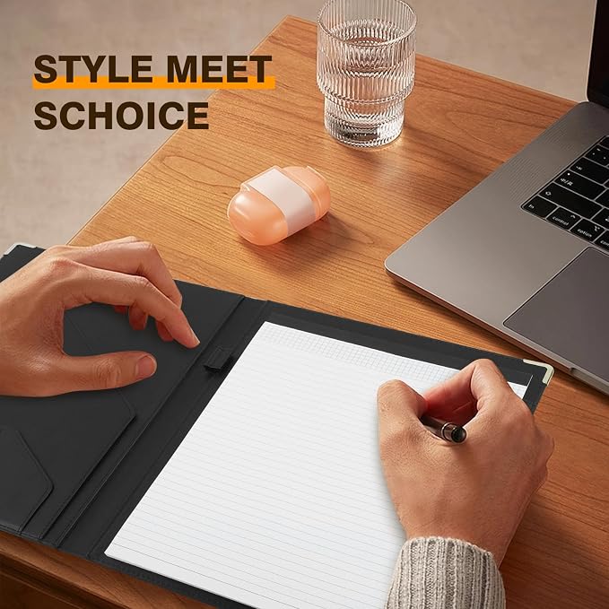 Tiankool Padfolio Portfolio Binder – Thickened Business Folder for Interview Resumes, Legal Documents | Notepad Not Included,Durable, Black