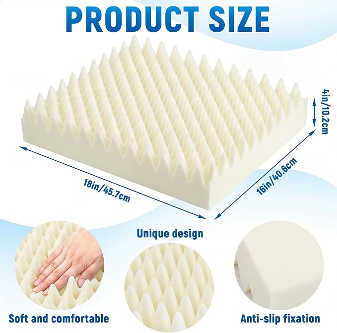 Geiserailie 1 Pcs Egg Foam Pad Eggs Chair Cushion to Relieve Back Foam Christmas Seat Cushion Chair Accessories Pad for Office Recliner Wheelchair Home Car (Egg,Beige)