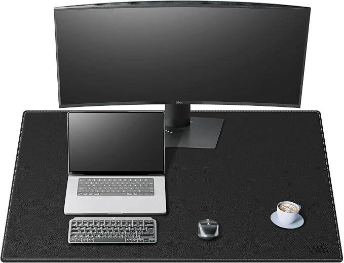 Vyaaa 40”x24“ PU Leather Desk Mat, Large Office Desk pad, Waterproof Desk Pad Protector, Computer Mouse Pad Suitable for Home or Office Desks (Black)