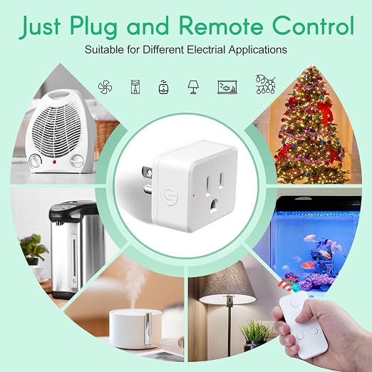 NineLeaf Programmable Remote Timer Switch & Wireless Outlet Plug, 500ft Range Plug in Light Switch, 15A/1500W Wall Mounted On/Off, No Wiring Needed for Fans, Christmas Lights, 2Remote 5Outlets