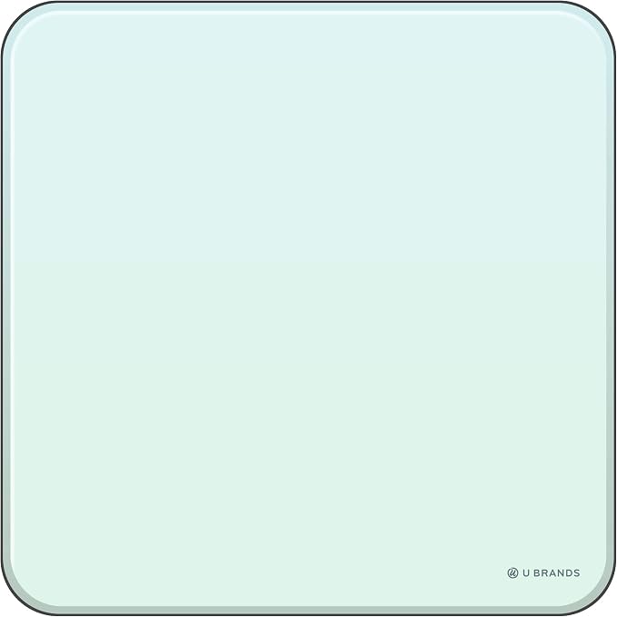 U Brands Magnetic Cubicle Glass Dry Erase Board, 12" x 12" Inches, White Frosted Surface, Frameless (2343U00-04)