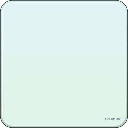 U Brands Magnetic Cubicle Glass Dry Erase Board, 12" x 12" Inches, White Frosted Surface, Frameless (2343U00-04)
