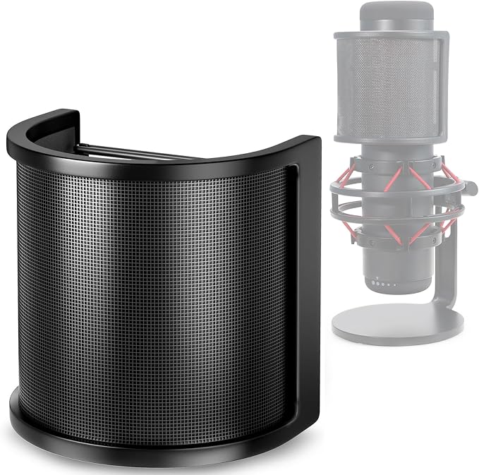 YOUSHARES QuadCast Mic Pop Filter - Microphone Windscreen Mask Shield Compatible with HyperX QuadCast S USB Gaming Microphone