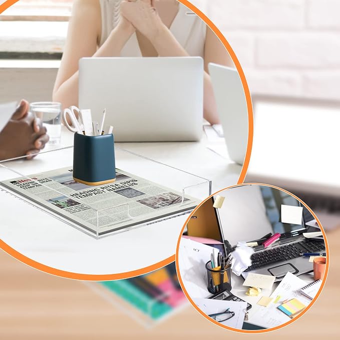 Tasybox Paper Organizer Letter Tray, Acrylic Desk Tray, File Holder | Clear Desk Organizer Tray, Office Decor Stackable Desk Organizers and Accessories Tray for School Home Office Supplies