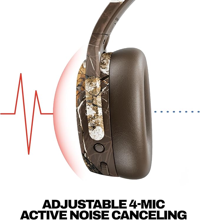 Skullcandy Crusher ANC 2 Wireless Over-Ear Bluetooth Headphones with Multi-Sensory Bass, Active Noise Cancelling, Up to 60 Hours Battery, Microphone for iPhone Android - Realtree Edge Colors Espresso