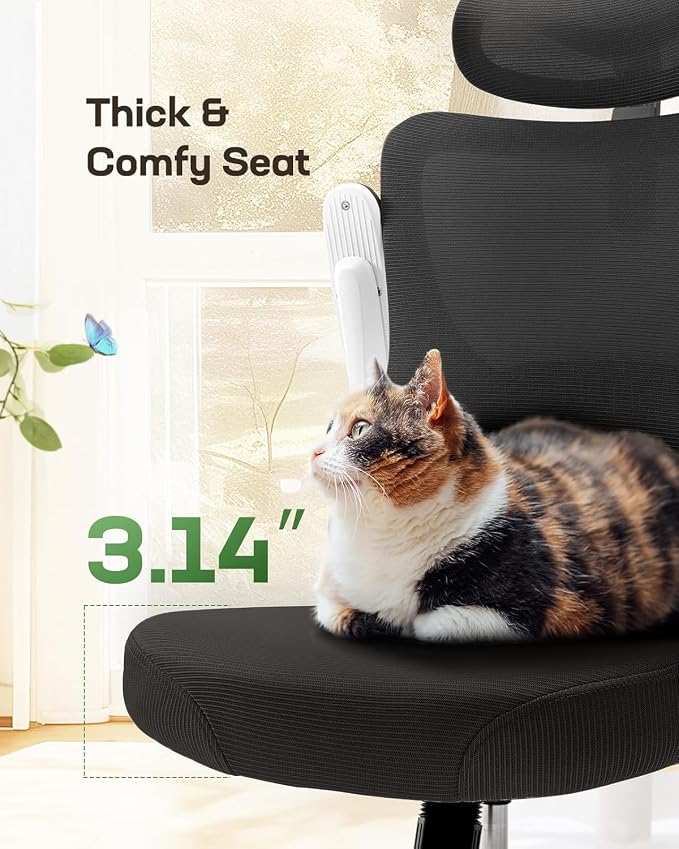 Marsail Ergonomic Office Chair with 3D Armrests, Pack of 4 | Office Desk Chair with High Back Mesh, Adjustable Lumbar Support, Rolling Work Swivel Task Chairs with Wheel, Headrest, home