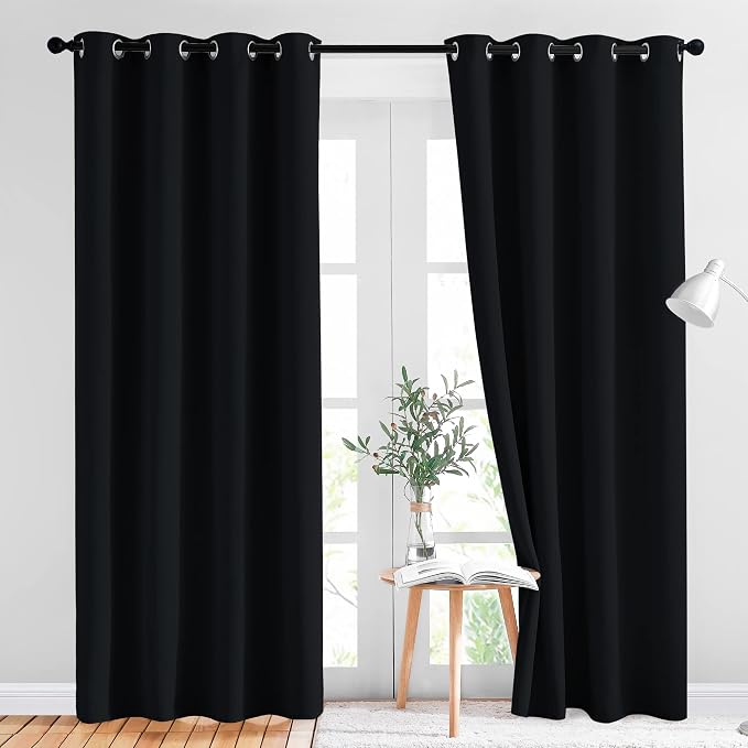 NICETOWN Black Out Dooway Curtain 80 inches Long, Grommet Thermal Insulated Window Treatment Light & Sound Blocking Drapes for Living Room/Hallway, W52 x L80, 1 Panel