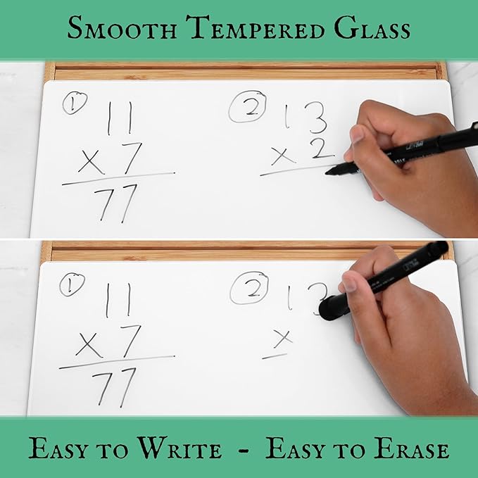 Bamboo Desktop Whiteboard with Storage - This Deskbuddy can be Used as a Desktop Dry Erase Board | Desk Buddy White Board | Bamboo Desk Organizer - PriZoi