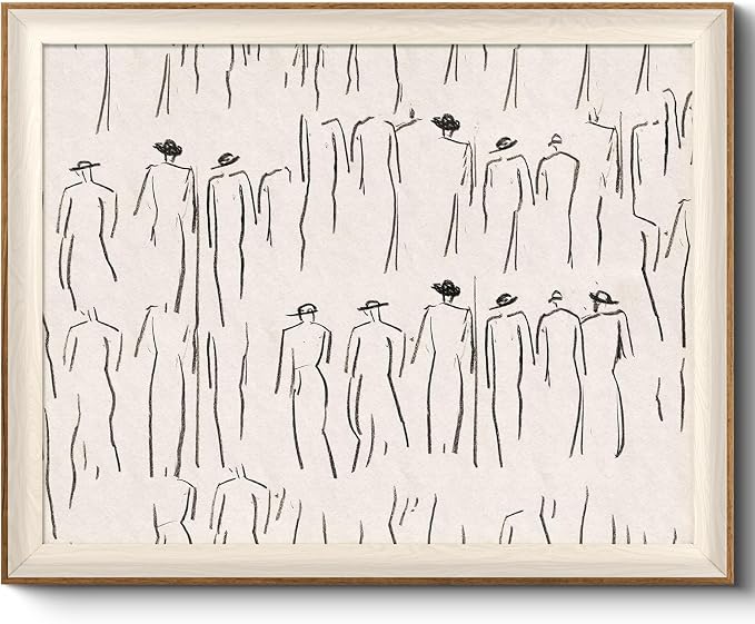 VIYYIEA Framed Wall Art for Living Room, Sketch Canvas Prints, Minimalist Home Decor, Abstract Painting Picture, Bathroom Wall Decor Gifts for Friends or Family - 20L x 16W
