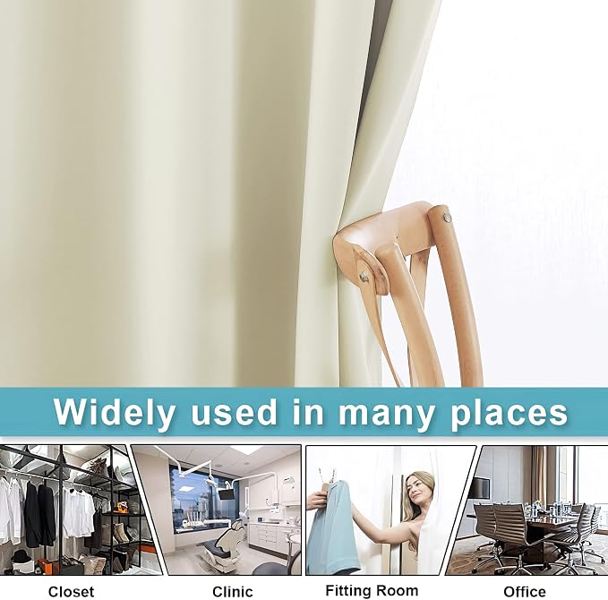 RYB HOME Blackout Divider Curtains for Living Room, Noise Reducing Privcay Vertical Blinds Drapes Grommet Top for Home Office Kids Room Drom Garage, W180 x L96 inches, Light Beige, 1 Panel