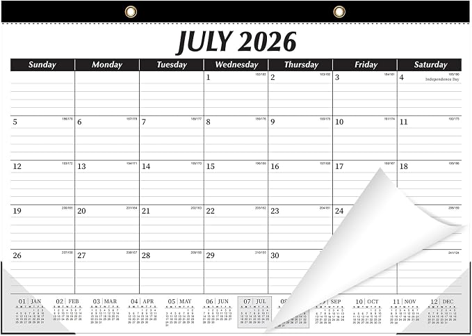 ZTX Desk Calendar 2026-2027, 18 Months Calendar Runs from July 2026 to December 2027, 17" x 12" Large Calendars 2026-2027 Monthly Planner with Plastic Cover for Teacher Home Desk Top