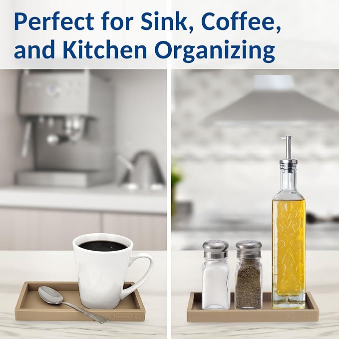 Countertop & Vanity Silicone Tray - Small 7.7" Kitchen Soap Tray | Kitchen Sink Soap Tray, Dish Soap Tray for Kitchen Counter, Bathroom Tray, Silicone Soap Dispenser Tray & Sponge Holder
