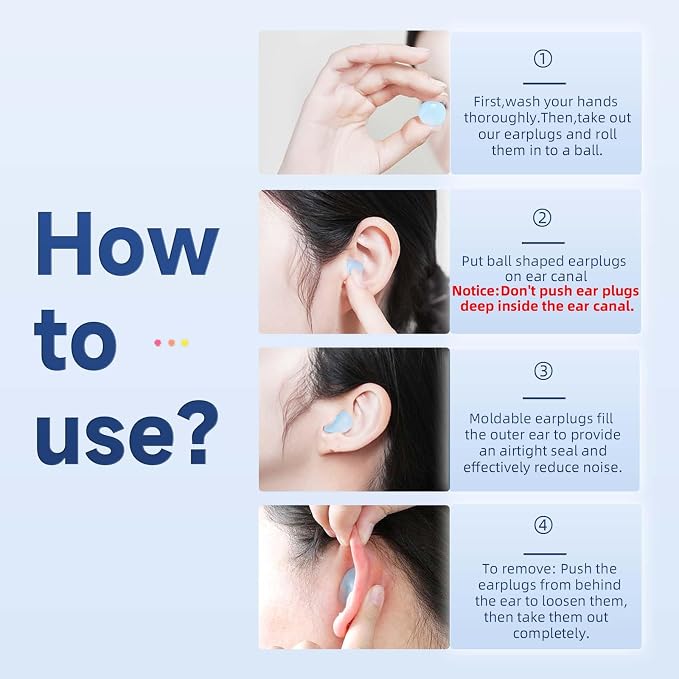 LYSIAN Soft Moldable Silicone Earplugs – 18 Pairs, SNR 27dB Noise Cancelling Ear Plugs for Sleep, Swim, Travel & Snore. Comfortable, Reusable