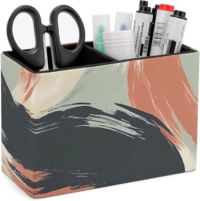 Modern Minimalism Art Swirl Desk Organizer PU Leather Caddy Holder | 5.9*2.8*4.3",multi-function storage box for phone remote pen makeup brush