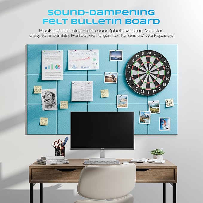 22 Pack Self-Adhesive Acoustic Panels, 12" X 12" X 0.4" High-Density Sound Proof Foam Panels for Walls, Soundproof Wall Panels for Home & Office (Aqua Blue)