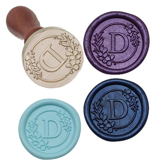 Initial Alphabet D Wax Seal Stamp Set, Retro Letter Sealing Stamp with 150Pcs Sealing Wax Beads in 5 Color, Melt Non Slip Spoon Pen Kit for Wedding and Christmas (D)