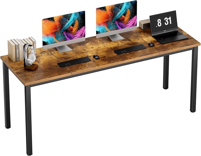 Need Large Computer Desk 70.8 x 23.6 inches Conference Table Large Office Desk Writing Table Workstation for Home Office,Rustic Brown & Black 10FJGSAC3-180FG-60-ND