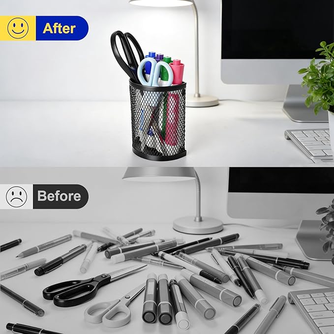 BEYGORM Magnetic Dry Erase Marker Holder for Whiteboard, Mesh Pen & Pencil Holder for Refrigerator, Strong Magnetic Basket for School Locker, Office & Classroom Organizer (Black, 3-Pack)