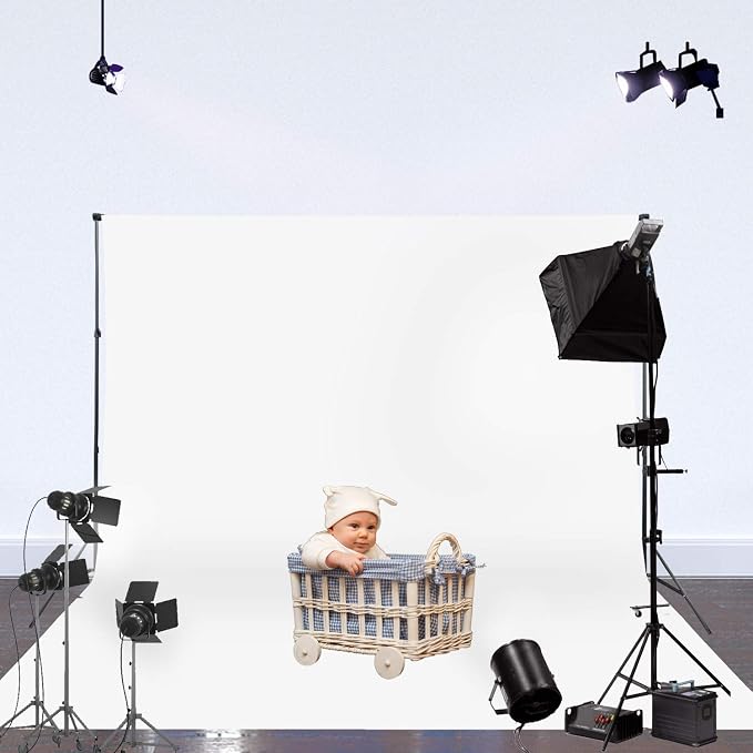 ISSUNTEX 5X7 ft Background Muslin Backdrop, Photo Studio, Collapsible High Density Screen for Video Photography and Television-Black/White
