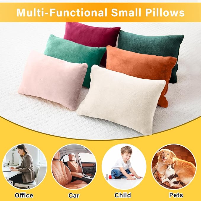 1 MIDDLE ONE 2 Pack Small Pillow, Memory Foam Mini Pillow 11 X 7 Inches for Travel, Sleeping, Nap and Neck, Knee, Lumbar Support, Tiny Cushion for Pet, Dogs (Teal Green)