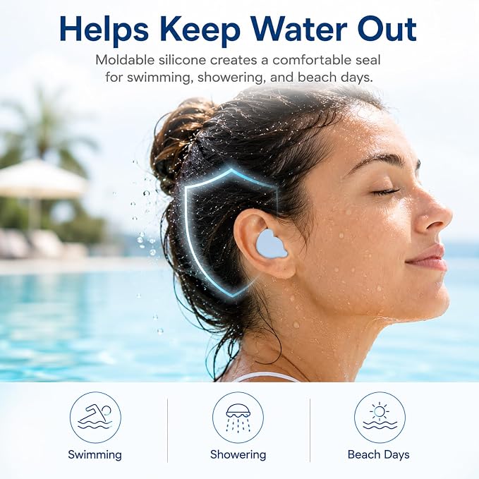 AITOLY Moldable Silicone Ear Plugs for Sleeping, Soft Reusable Noise Reduction Earplugs for Snoring, Side Sleepers, Small Ears, Swimming and Travel