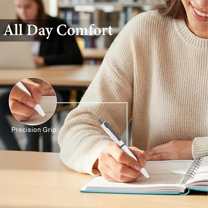 Cambond Ballpoint Pens Black Ink - Metal 1mm Medium Point Smooth Writing Click Pens Bulk, Retractable Black White Blue Fancy Pen for College Student Office Woker Nurse(3 Pens with 3 Refills)
