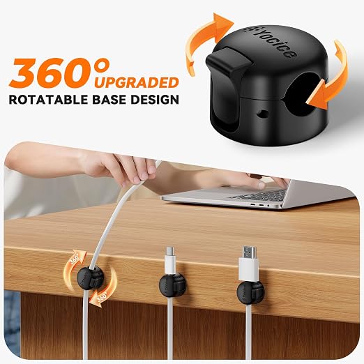 12 Pack Spring Cable Clips,Cord Organizer with Clasp Lock Desk Cable Management Cord Holder Adhesive Phone Charger Cord Clips for Home Office Car Wall Nightstand Accessories Black