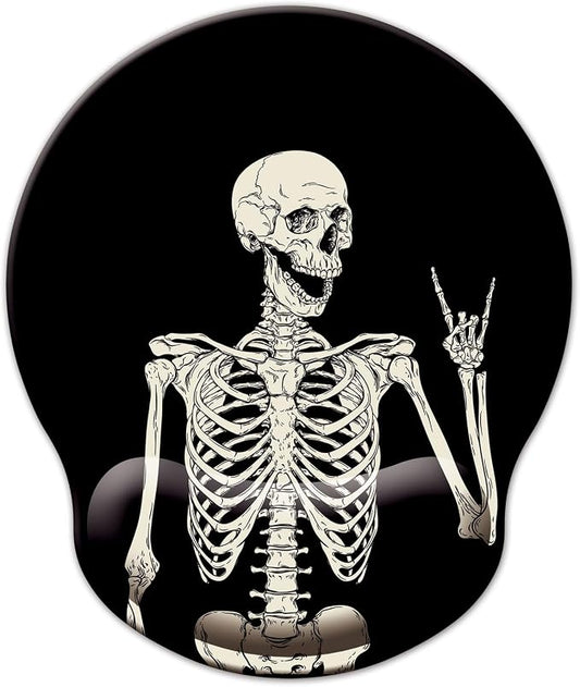 Mouse Pad with Wrist Support, Ergonomic Mouse Pad with Memory Foam Wrist Rest Cushion, Non-Slip Rubber Base Gaming Mice Pad for Home Office Computer Laptop, Human Skeleton