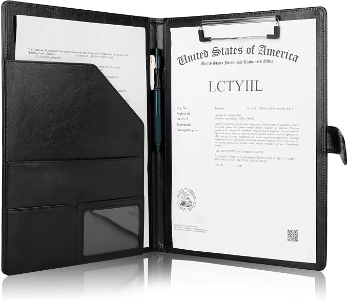 Tiankool Padfolio Portfolio Folder Binder -Faux Leather Portfolio Folder with Cover for A4 Notepad Holder, Business Portfolio for Resume, Legal Pad, Interview, Letter-size Padfolio for Women/Men,Black