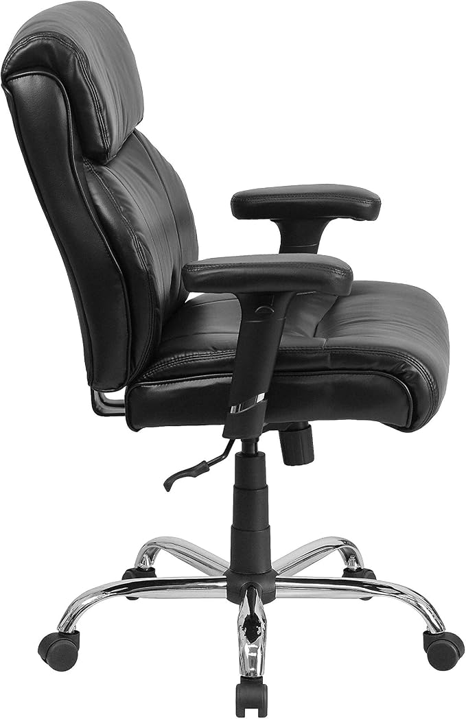 Flash Furniture HERCULES Series Big & Tall 400 lb. Rated Black LeatherSoft Ergonomic Task Office Chair with Clean Line Stitching and Arms