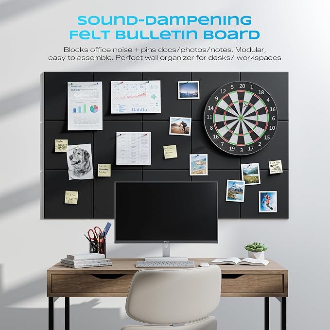 18 Pack Self-Adhesive Sound Proof Foam Panels for Walls 12"x12"x0.4" Fabric | High-Density Acoustic Panels, Noise Reducing Soundproof Wall Panels for Home Studio, Office, Easy-Install Black
