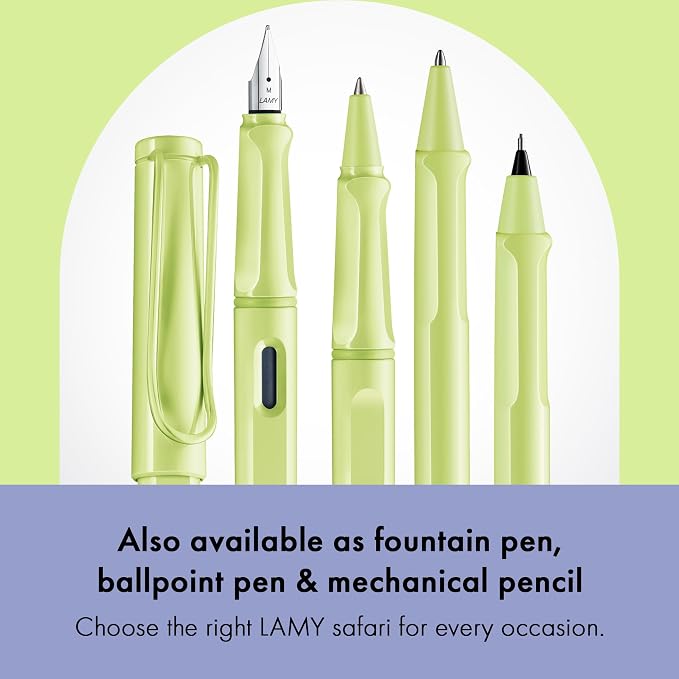 Lamy safari springgreen - Rollerball Pen with ergonomic grip & line width M - for pleasant long writing - made of robust ASA plastic - including rollerball refill M 63 in black