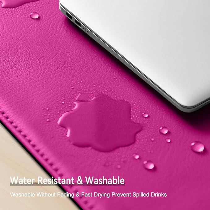 Dual Sided Leather Desk Mat - Waterproof Desk Pad - Ideal for Large Mouse Pad and Desk Mats on Top of Desks (Rose, 25"*13")