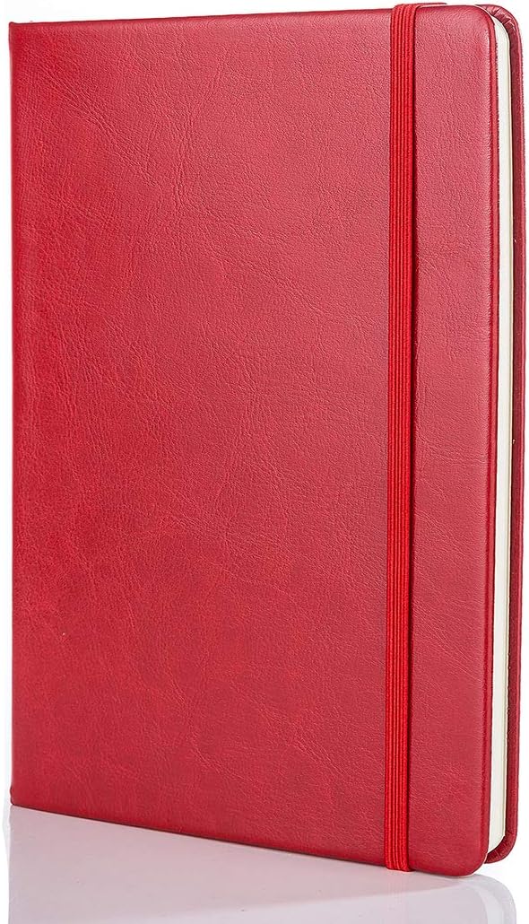 Guissi Classic Dotted Grid Bullet Notebook Journal Dot Hard Cover A5 Premium 80gsm Thick Acid-Free Paper with Fine Inner Pocket Faux Leather Office School Supplies 144 Pages Designed in Florence