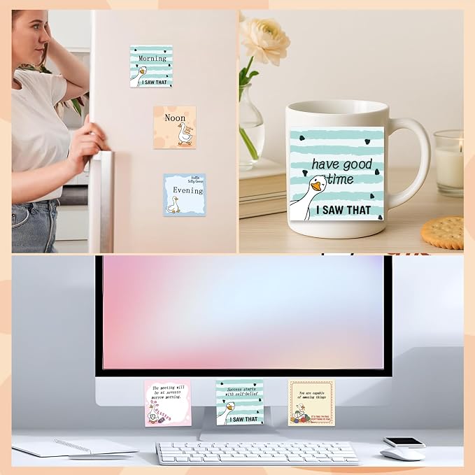 Funny Sticky Notes Gifts - 9 Pack Funny Goose Notepads 3x3 Inch Silly Office Gifts, Foolish Goose Work Gag Self-Stick Memo Pads Supplies for Friends Coworkers, 450 Sheets