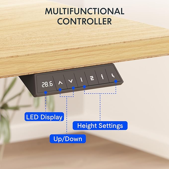 FLEXISPOT EN2 Whole-Piece Standing Desk with Clamp Power Strip, 40 x 24 Electric Stand Up Height Adjustable Desk with Cable Management (White Frame + 40" Maple Top)