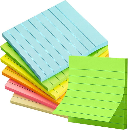 Mr. Pen- Lined Sticky Notes, 3" x 3", 6 Pads, 45 Sheets/Pad, Pastel Color | Sticky Notes with Lines, Ruled Post Stickies, Memo Pads, Self-Stick Note Pad for Office, School, Home, Study & Organization