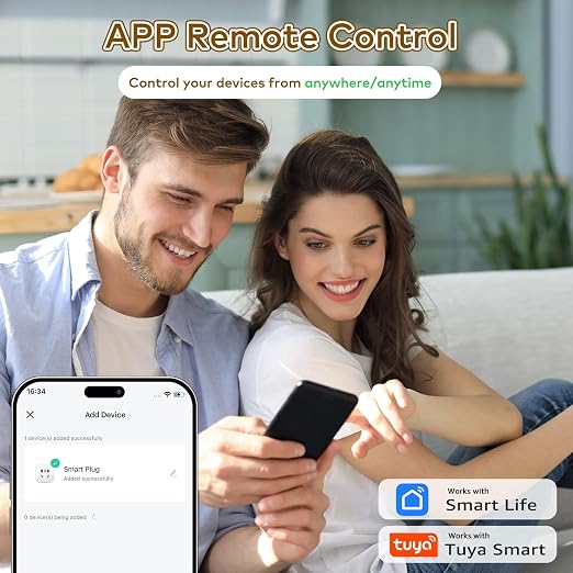 NineLeaf Slim WiFi Smart Plug w Switch, Remote App Control, 15A/1500W, Compatible with Alexa/Google Home via Tuya, Compact Design Control Anywhere,Timer/Schedule, TUV FCC, 2.4G Only(1Remote 5Outlets)