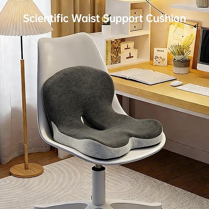 Orthopedic Seat Cushion, L-Shaped Ergonomic Memory Foam Back & Seat Support, Non-Slip Breathable Washable Cover, for Office Chair, Car, Wheelchair, Gaming Seat