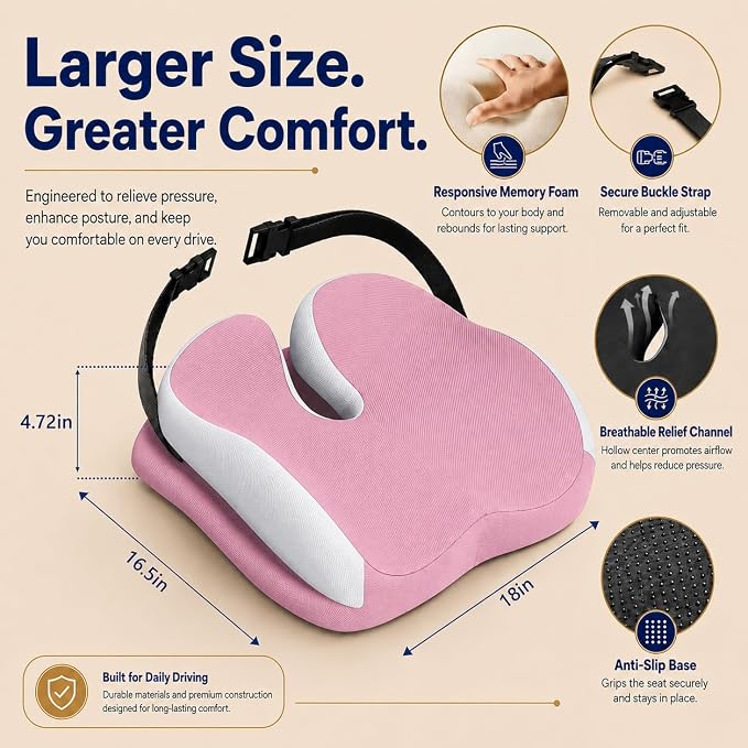 Seat Cushions for Office Chairs Wheelchair Cushion for Long Sitting Back Pain，Memory Foam Seat Car Computer Desk Chair Cushion，Coccyx Cushion for Tailbone Pain Relief Cushion Office Chair Butt Pillow