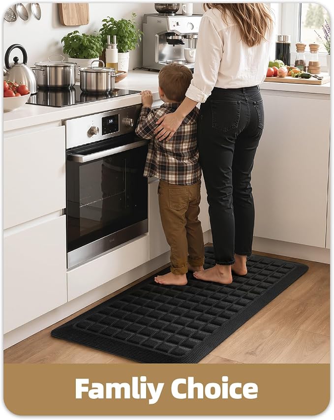Color&Geometry Kitchen Floor Mat 20x32 Extra Thick Anti Fatigue, Black | 0.9in High Dense Foam Mat For Standing Comfort,Easy Clean,Stain Resistant,Beveled Safe Edges,Stress/Pian Relief,Foot Rest