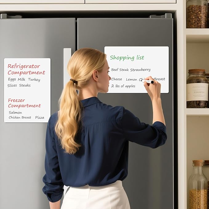 Dry Erase White Board, Small Dry Erase Sheet for Fridge, Non-Magnetic Whiteboard, 12" x 8" Reusable & Removable Whiteboard for Wall/Refrigerator/Door/Classroom(5 Sheets)