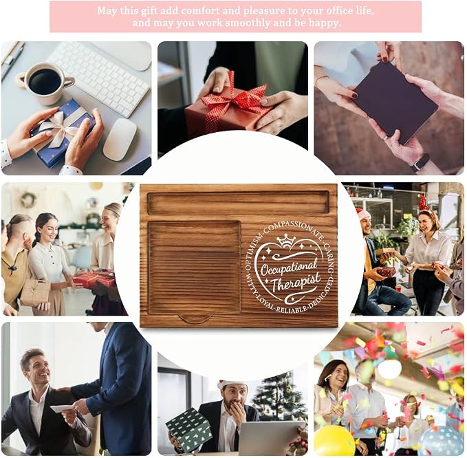THRXOBN Desk Organizer for Occupational Therapists & Healthcare Professionals - Natural Wood with Slots for Notes, Pens, and Small Office Supplies – Practical & Stylish Workspace Solution,WSH28