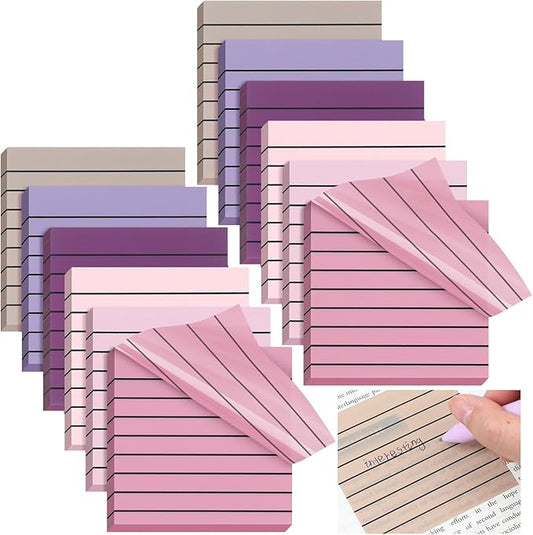 Yinder 24 Pack 720 Sheets Transparent Sticky Notes Translucent Clear Lined Self Sticky Notes for Bible Tabs, Book Tabs, Office School Supplies(3 x 3 Inch,Purple Colors)