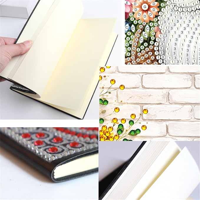 FRANDEK Diamond Art Painting Notebook Kit, Flower Butterfly A5 DIY Journal with 50 Blank Pages, Crystal Rhinestone Cover with Waterproof Canvas, Beginner Craft Set with Full Tools for Adults